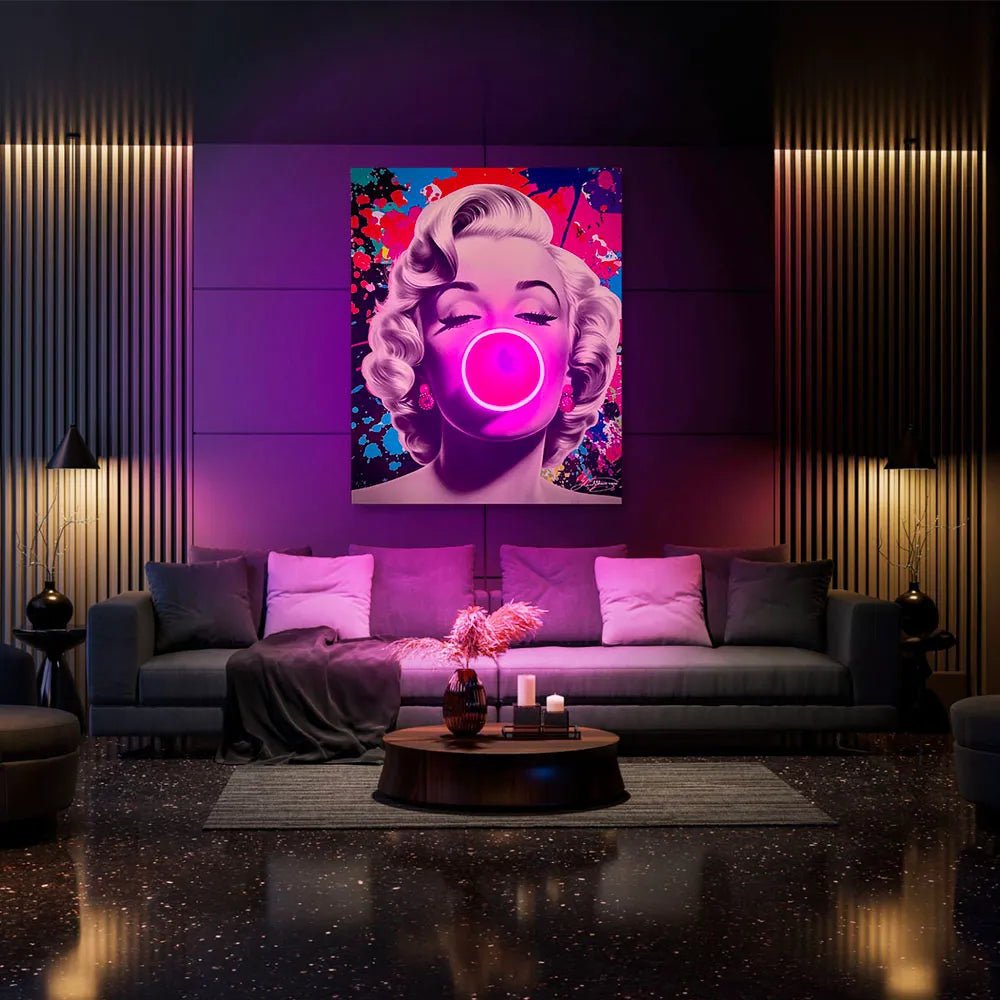LEDMansion Marilyn Bubble Pop LED-Wandkunst | Pop Art Bild 40x60