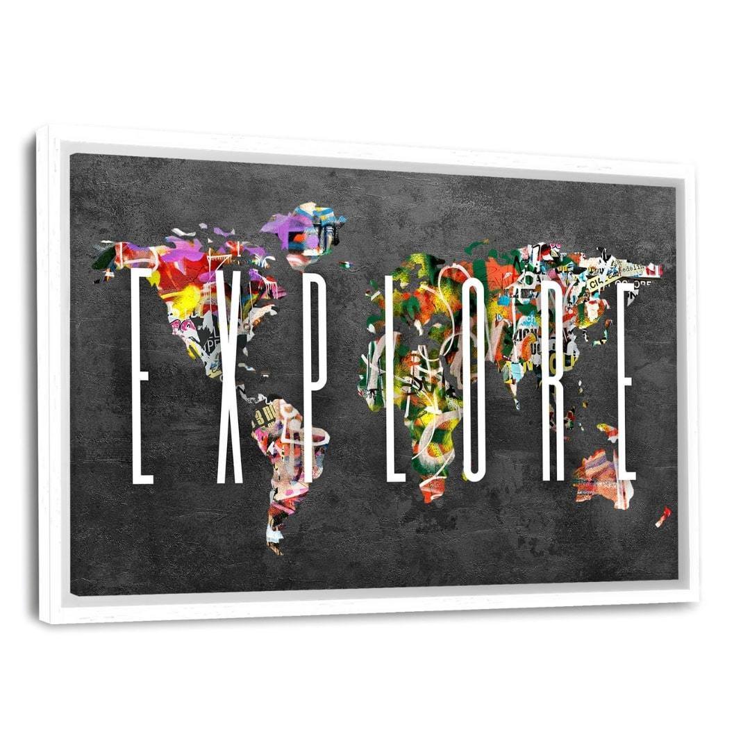 Hustling Sharks EXPLORE Leinwandbild mit Schattenfuge Silber