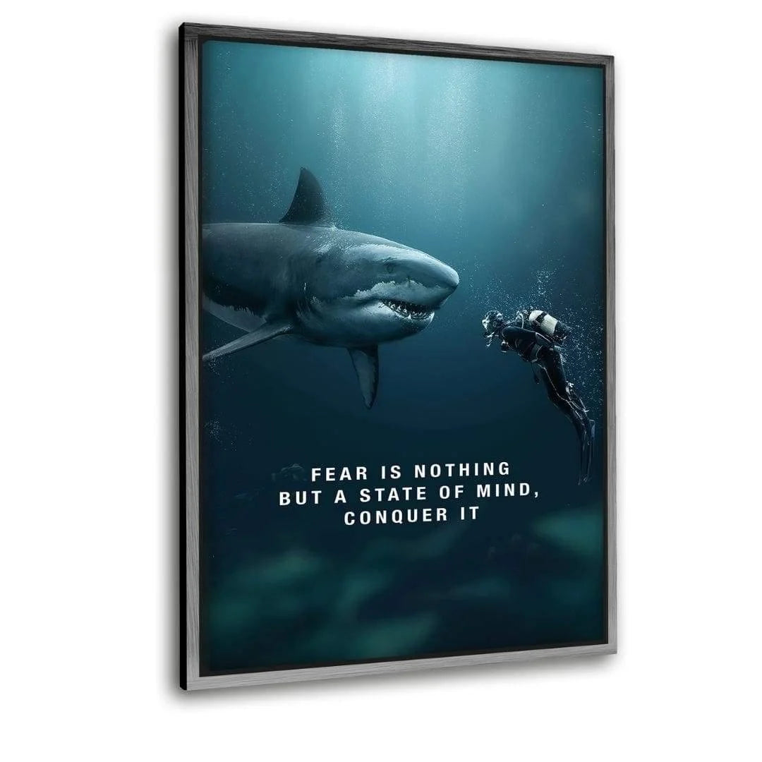 Hustling Sharks Conquer Leinwandbild Schattenfuge Silber 30x45cm