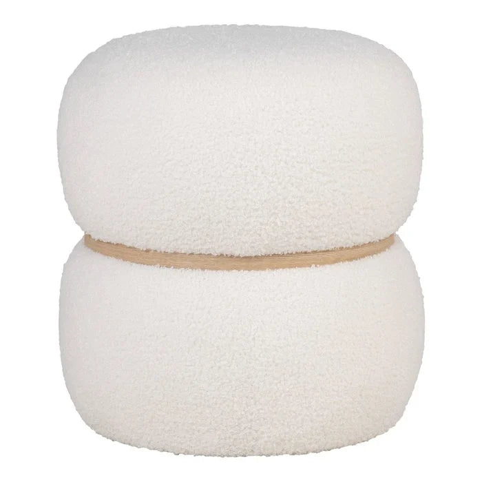 House Nordic Milford Pouf Weiß Teddy - Moderner Sitzhocker