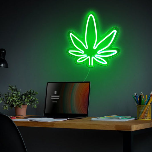 Weed Neon Lamp – LED Cannabisblatt USB-Leuchte, 32 cm