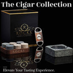 ROCKS™ Gentleman’s Whiskey & Cigar Geschenkset – Granit Aschenbecher, Cutter & 6 Kühlsteine