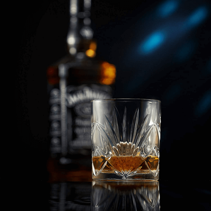 ROCKS Connoisseur’s Whiskey Geschenkset – Twist Kristallgläser & 6 Granit Kühlsteine in Goldfolien-Box