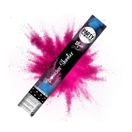 Gender Reveal Rauchkanone mit rosa oder blauer Farbrauchwolke für die Geschlechtsenthüllung