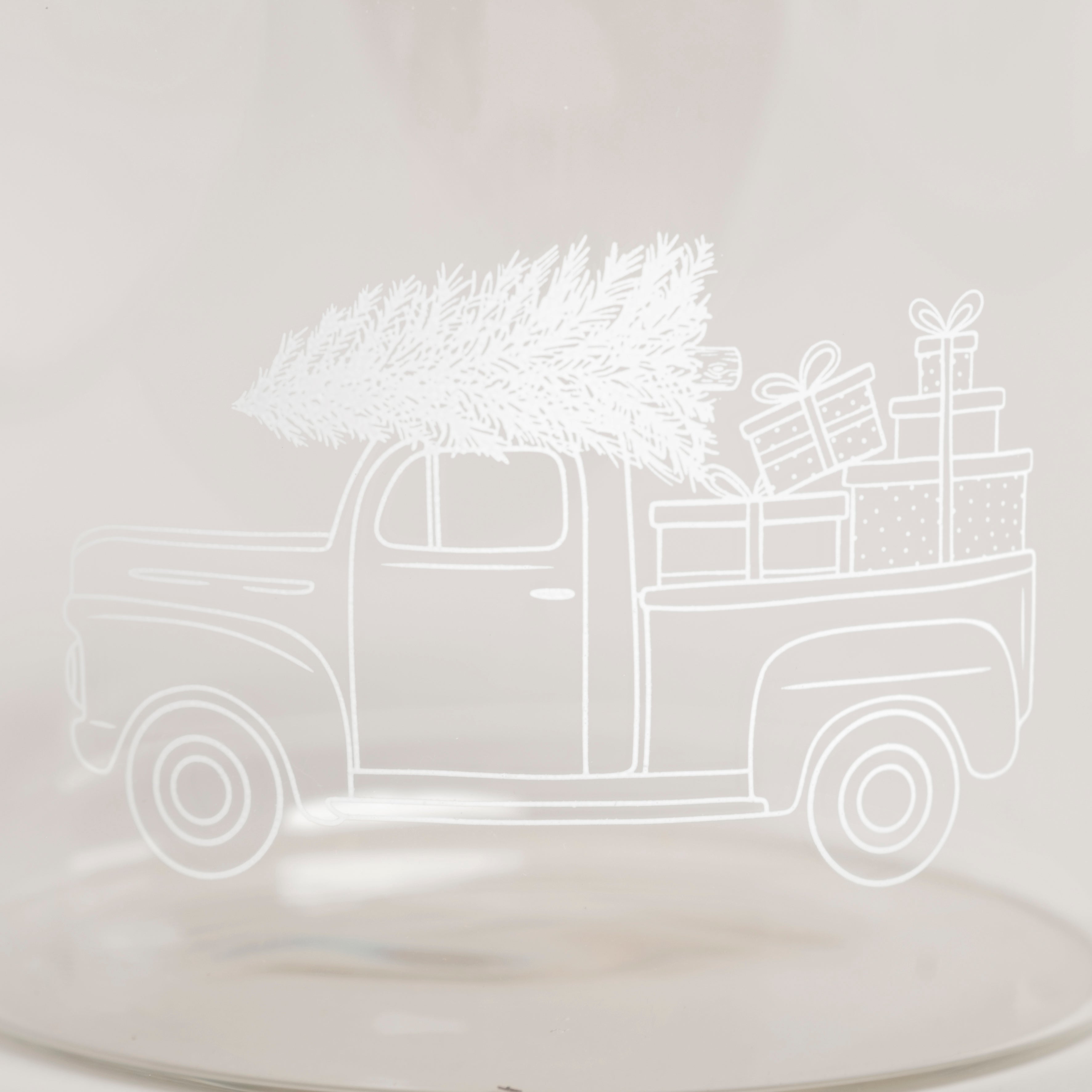 Vorratsglas Weihnachtsauto – 13 cm, Borosilikatglas mit Akazienholz-Deckel, ideal für Weihnachtssüßigkeiten